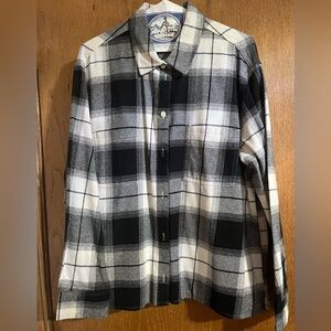 Old Navy Black and White Plaid Flannel Shirt